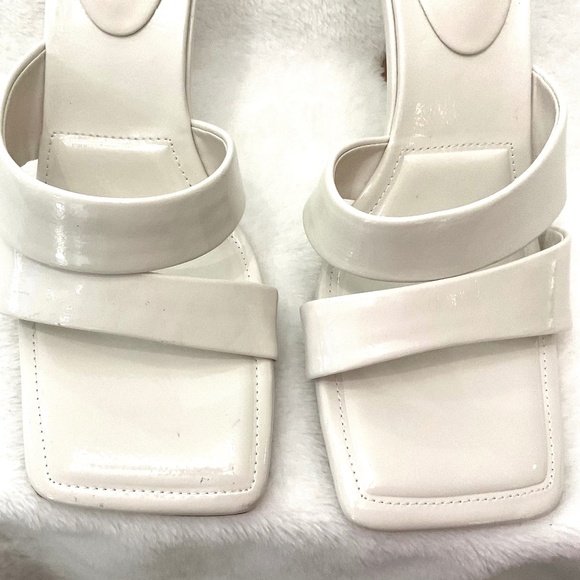 Zara  White Open Toe Square Padded  Dressy High Heel Sandals Size US7/EU37 - Picture 6 of 16